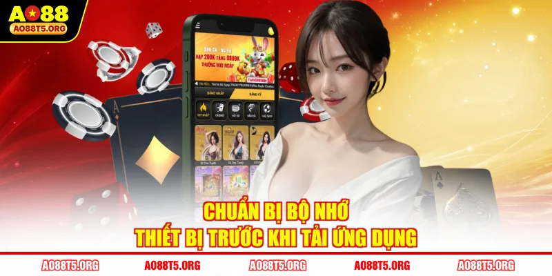 Chuẩn bị bộ nhớ thiết bị trước khi tải ứng dụng AO88